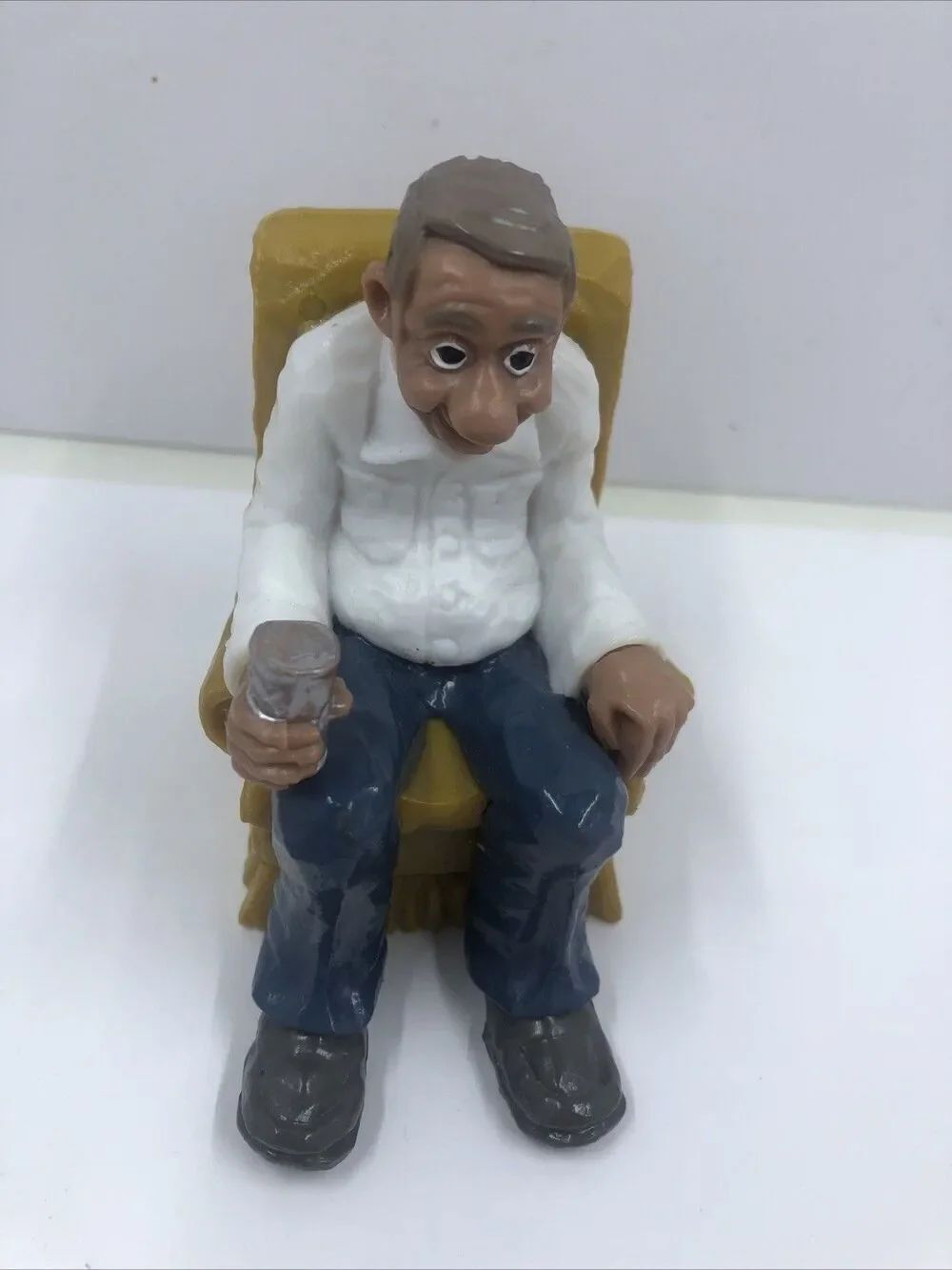 Vtgโ1979 Wilton Cake Topper Dollhouse Retirement Old Man Chair Watching TV